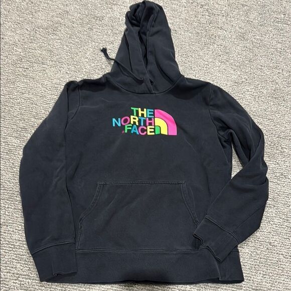 The North Face Tops - The North Face Black Hoodie with Multicolor Logo